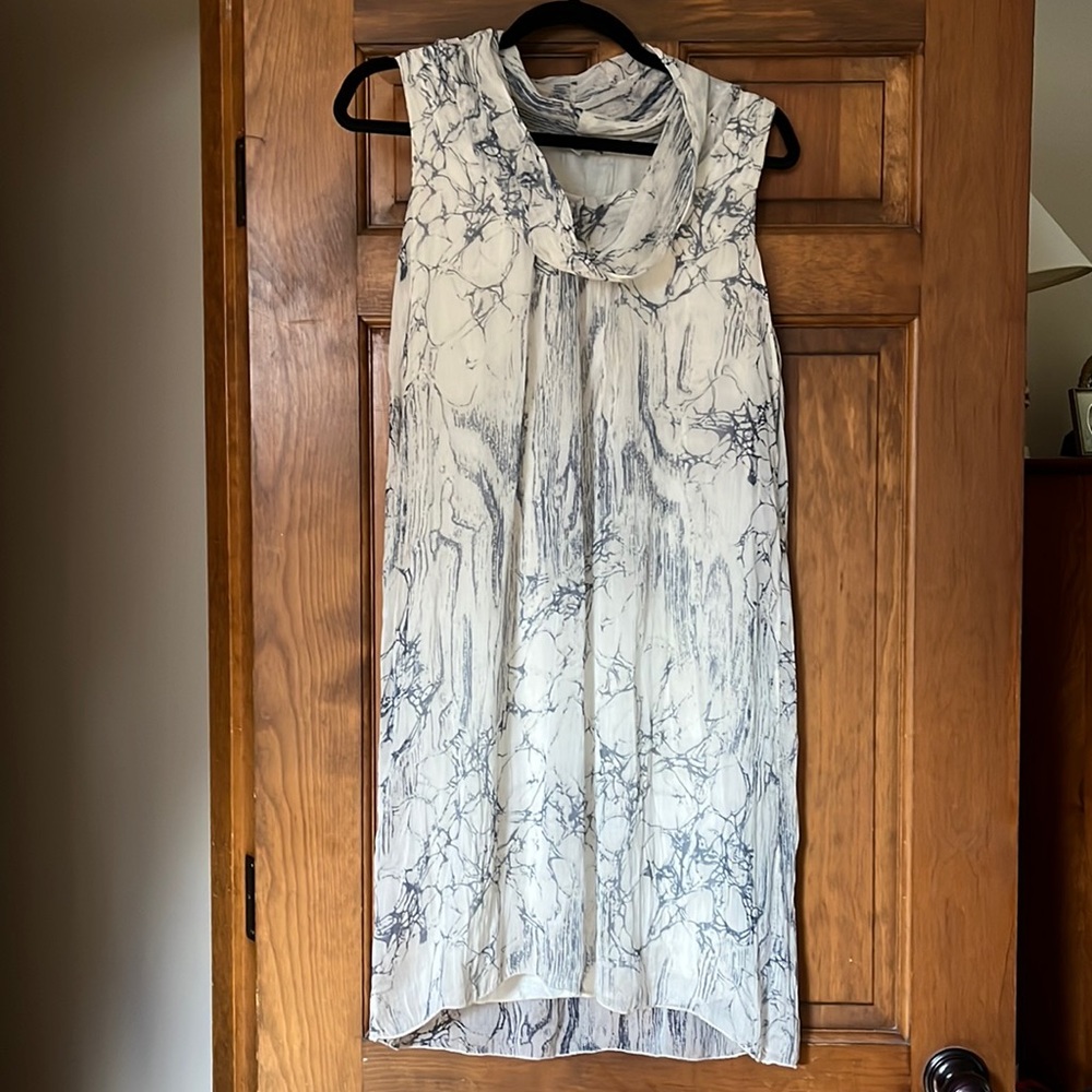 Silk Ivory and Light Blue Dress